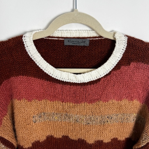 Anthropologie Elsamanda Alpaca Wool Blend Warm Desert Tone Crewneck Sweater L - Picture 5 of 10